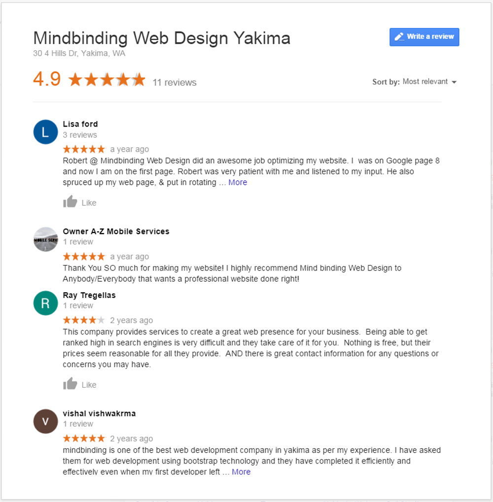 Web Design Google Reviews